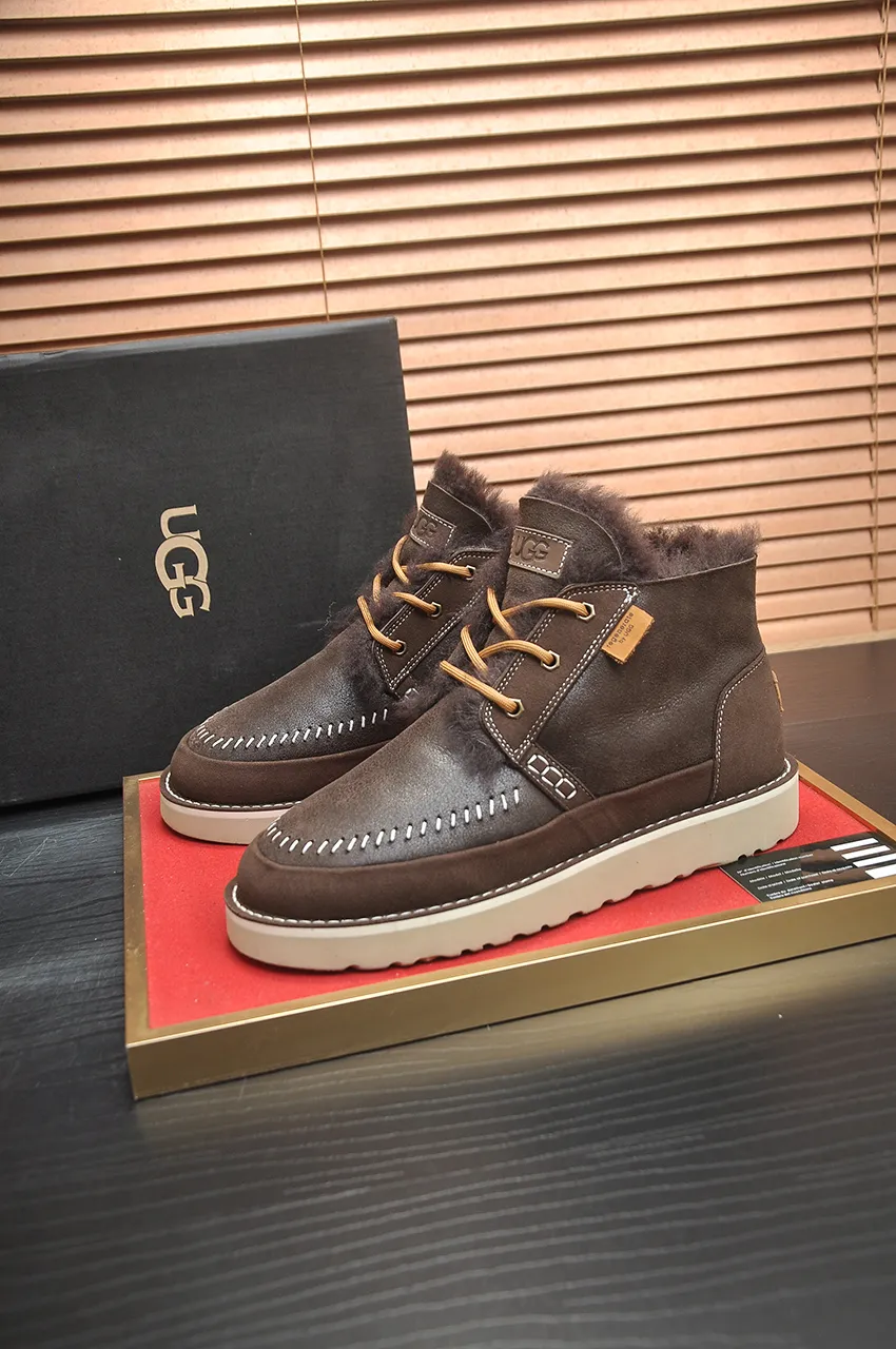 Men's shoes 💰640💶 [UGG] (full wool lining) top-end high-quality fur-in-one warm snow boots from Australia's warm luxury brand men's shoes, UGG-5877 official website synchronized, made of imported cowhide, carefully sewn...Imported rubber foam outsole (comfortable, soft, wear-resistant) The quality is really great...Exquisite workmanship, you can't put it down at first sight, available in sizes 39-44